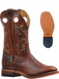Boulet Mens Grizzly Sand Full Round Toe Cowboy Boot 6327