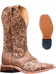 Boulet Womens Hillbilly Golden Wide Square Toe Cowgirl Boot 6341