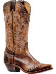 Boulet Womens Damasko Taupe Snip Toe Cowgirl Boot 6611