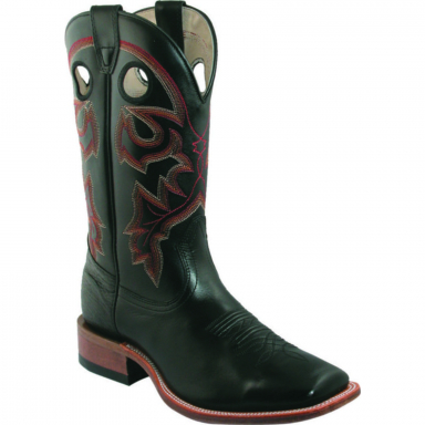 Boulet Mens Torino Calf Black Wide Square Toe Cowboy Boot 7063