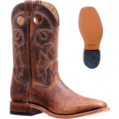 Boulet Mens Virginia Mesquite Wide Square Toe Cowboy Boot 7238