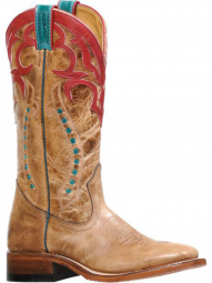Boulet Womens West Turqueza Wide Square Toe Cowgirl Boot 8236