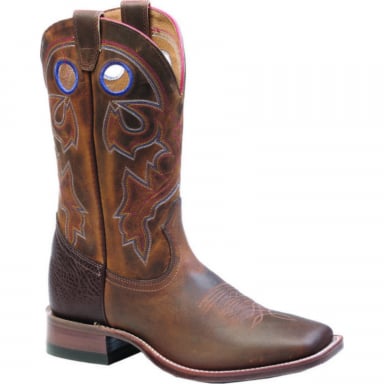 Boulet Mens Laid Back Tan Spice Wide Square Toe Cowboy Boot 9283