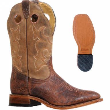 Boulet Mens Natural Rowdy Full Round Toe Cowboy Boot 9294