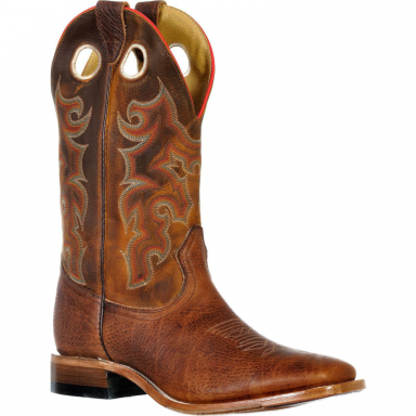 Boulet Mens Rough Rider Amber Gold Wide Square Toe Cowboy Boot 9346