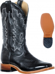 Boulet Womens Silky Black Wide Square Toe Cowgirl Boot 9371