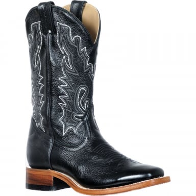 Boulet Womens Silky Black Wide Square Toe Cowgirl Boot 9371