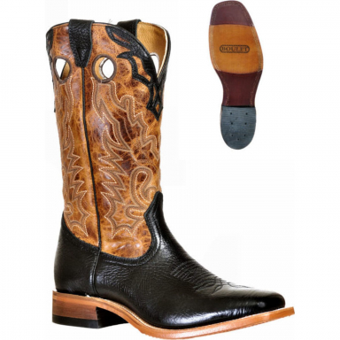 Boulet Mens Lone Star Cognac Wide Square Toe Cowboy Boot 9396