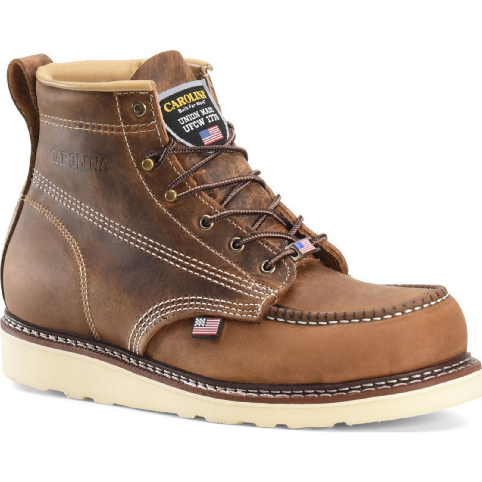 moc toe wedge sole work boots