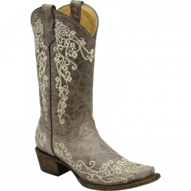 Corral Teen Little Lisa Brown Bone Embroidery Western Boot A2773