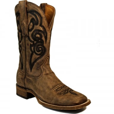 Corral Mens Travis Brown Embroidery Square Toe Comfort System Western Boot A3303