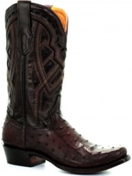 Corral Mens Jesse Chocolate Ostrich Inlay Woven Narrow Square Toe Western Boot A3468