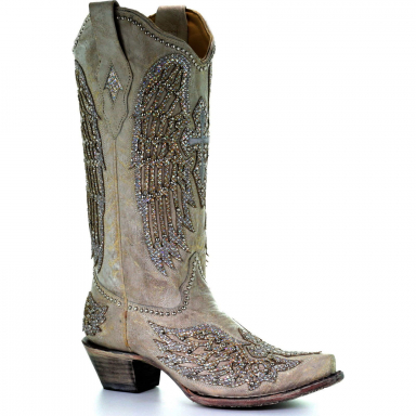 Corral Womens Angela White Cross And Wings Wedding Boot A3571