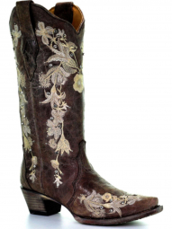 Corral Womens Tobacco Studs And Flowered Embroidery And Crystals Wedding Boot A3572