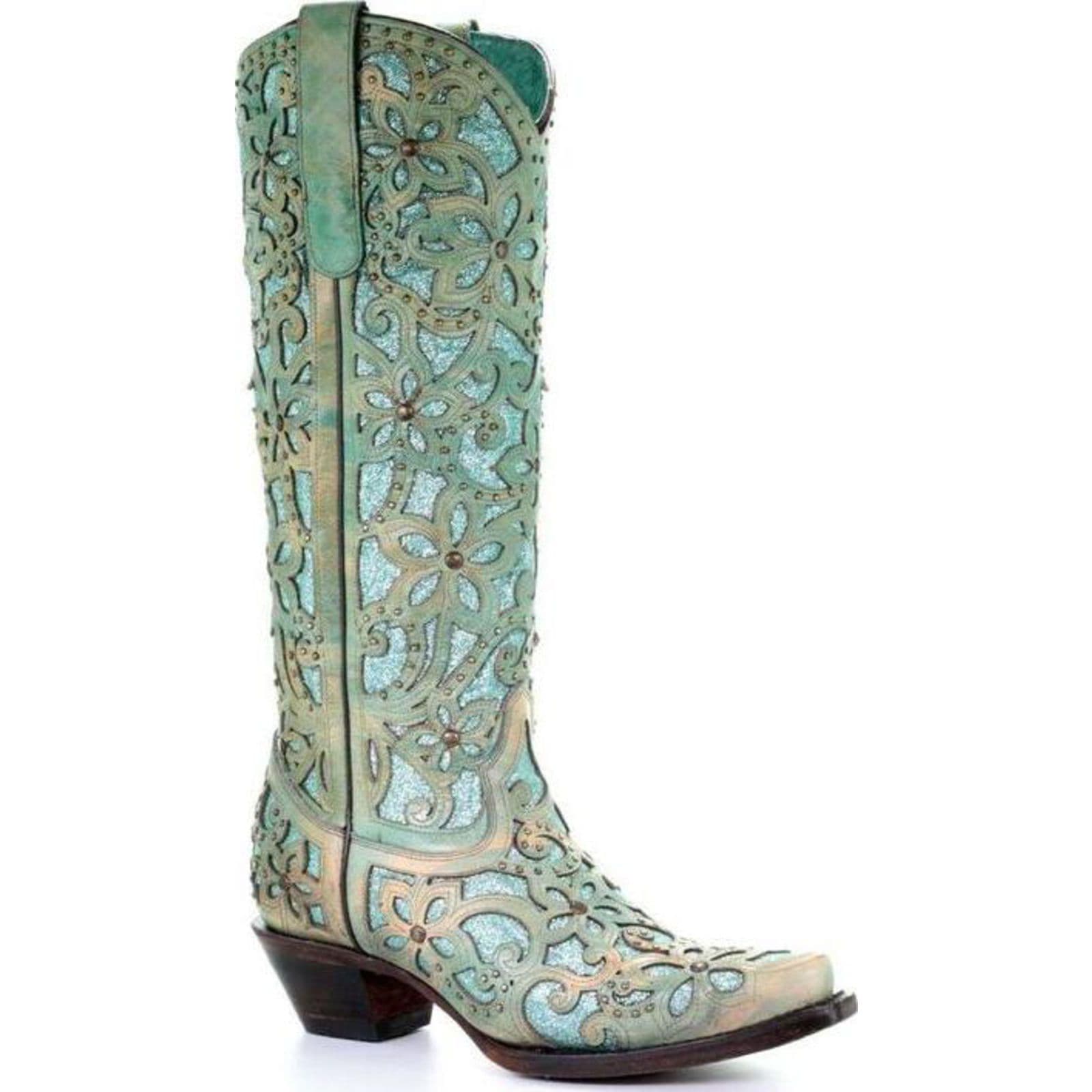 turquoise inlay boots