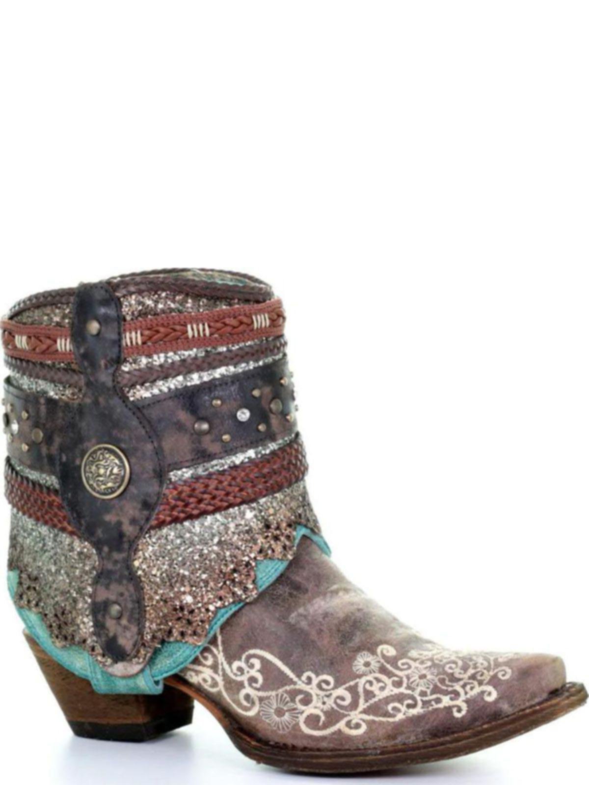 corral brown crater with bone embroidery cowgirl boots