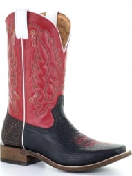 Corral Mens Black Red Embroidery Square Toe Tyson Selection Boot A3703