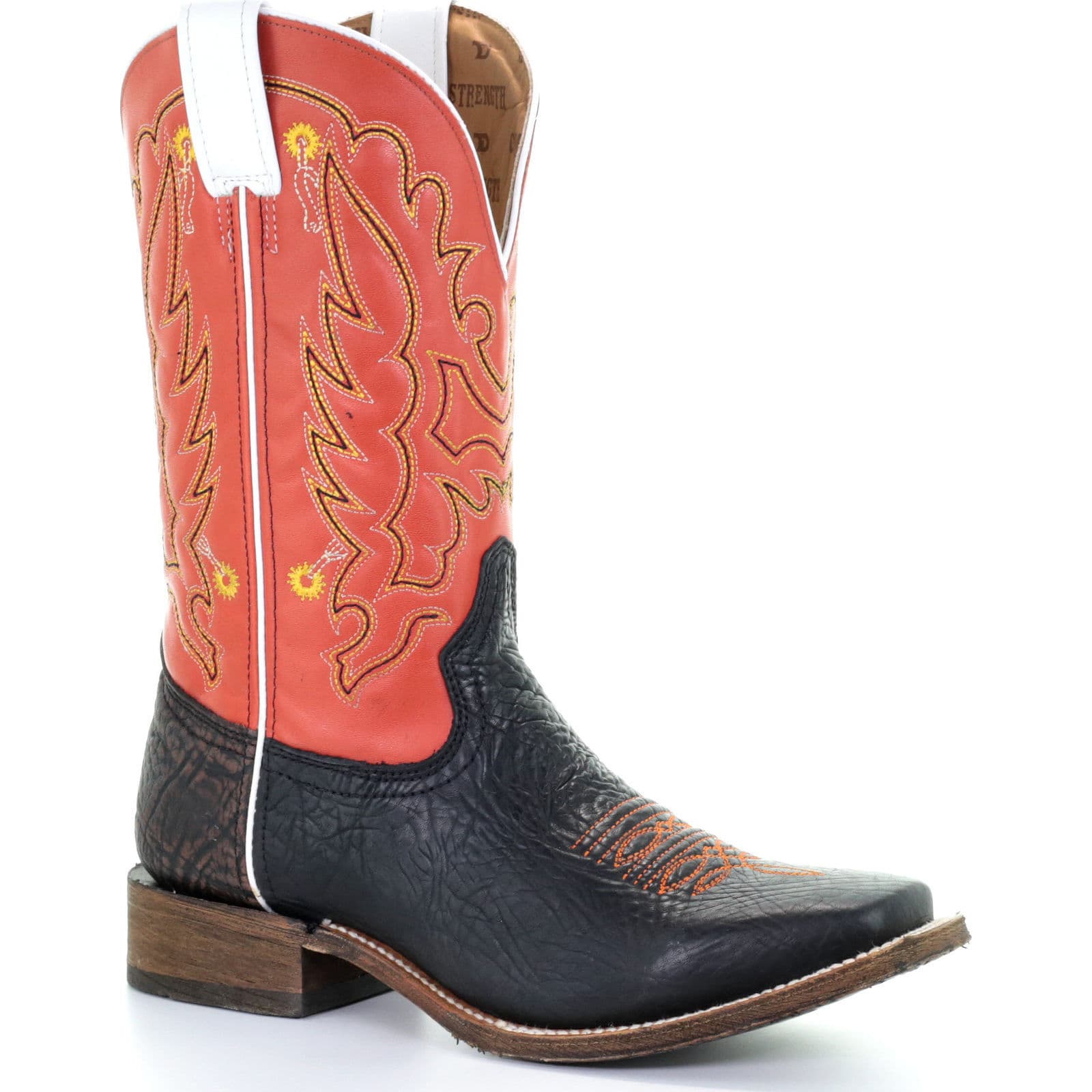 black and orange cowboy boots