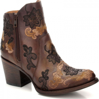 Corral Womens Brown Embroidery Ankle Western Boot C3272