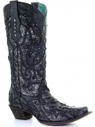 Corral Womens Black Glittered Inlay Boot C3423