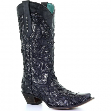 Corral Womens Black Glittered Inlay Boot C3423