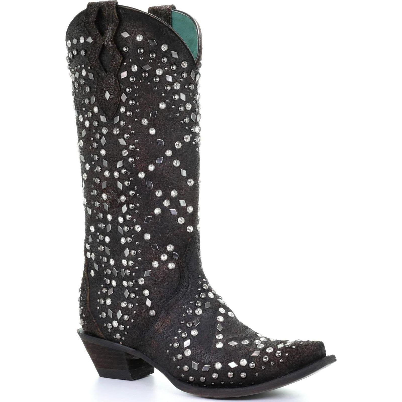 black studded cowgirl boots