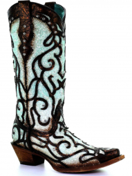 Corral Womens Sky Blue Glitter And Studs Boot C3460