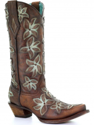 Corral Womens Honey Green Overlay And Crystals Boot C3461