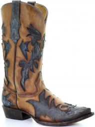 Corral Mens Antique Saddle Grey Inlay And Embroidery Boot C3476