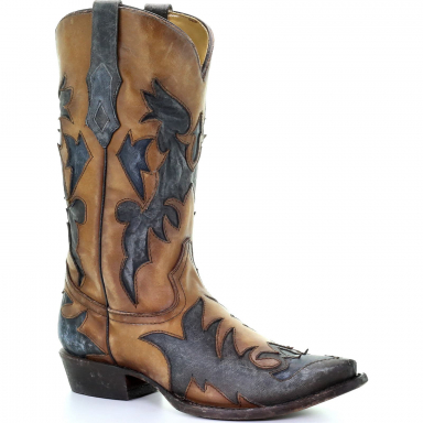 Corral Mens Antique Saddle Grey Inlay And Embroidery Boot C3476