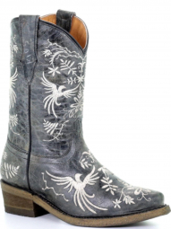 Corral Kids Black Birds Embroidery Cowgirl Boot E1490