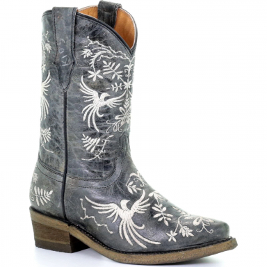 Corral Kids Black Birds Embroidery Cowgirl Boot E1490