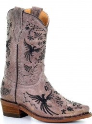 Corral Kids Golden Birds Embroidery Cowgirl Boot E1491