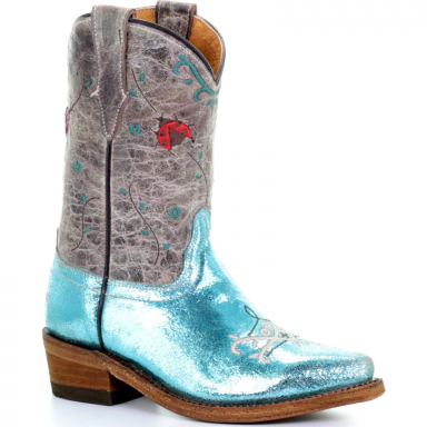 Corral Kids Turquoise Bugs Embroidery Cowgirl Boot E1493