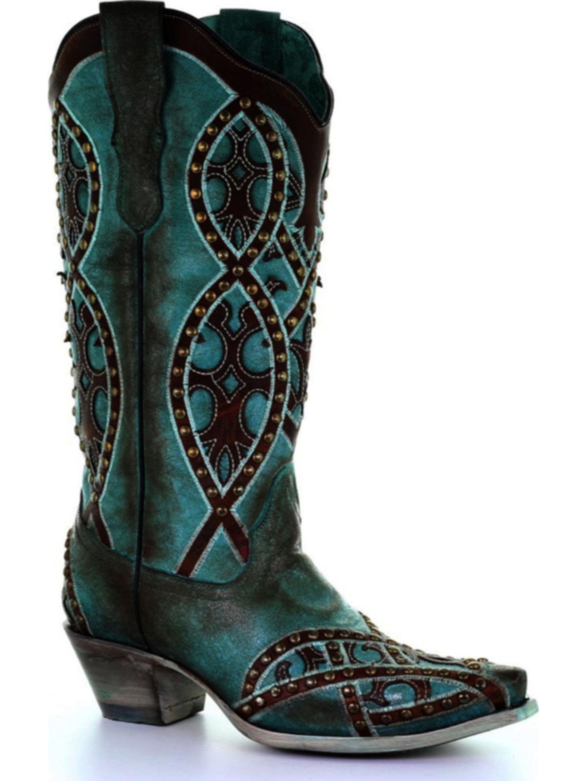 Shop Corral Womens Turquoise Brown Overlay Embroidery Studs Cowgirl