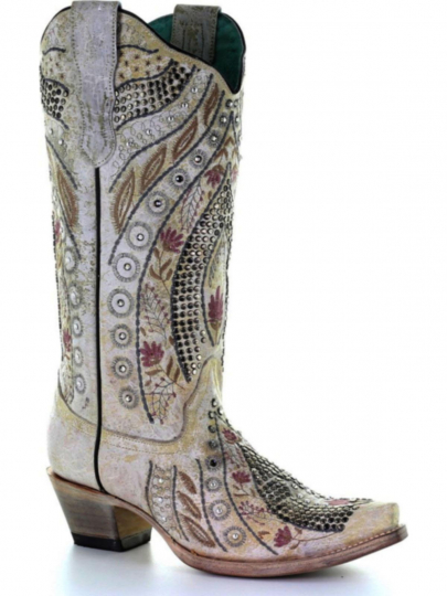 white floral cowboy boots