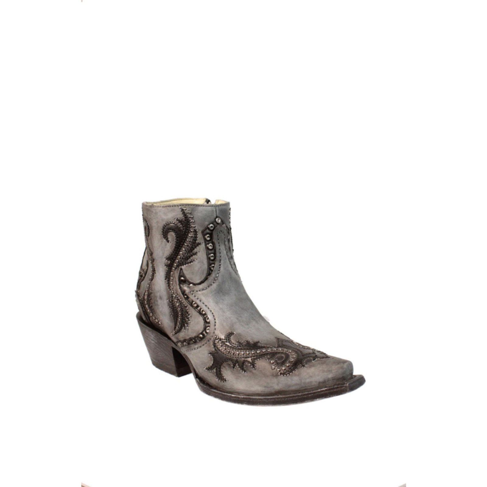 Shop Corral Womens Grey Studs And Overlay Ankle Western Boot G1381 ...