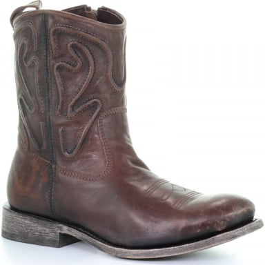 Corral Mens Brown Embroidery Drum Finish Round Toe Western Boot G1450