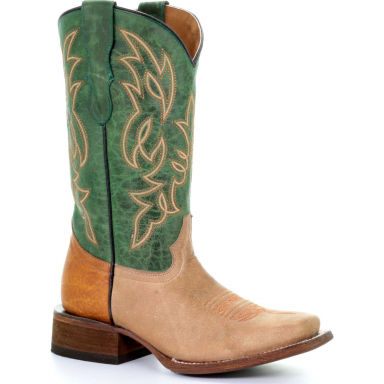 Corral Teen Hone Green Embroidery Square Toe Tyson Selection Boot T0015