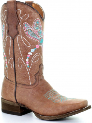 Corral Teen Tan Dragonfly Embroidery Boot T0034