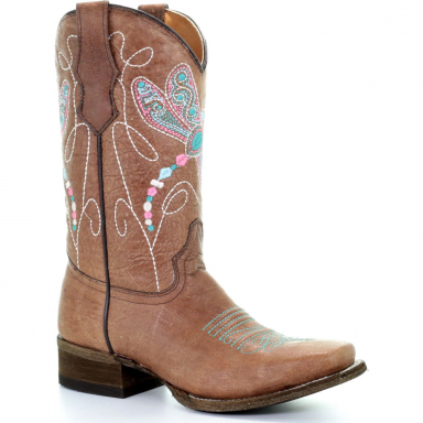 Corral Teen Tan Dragonfly Embroidery Boot T0034