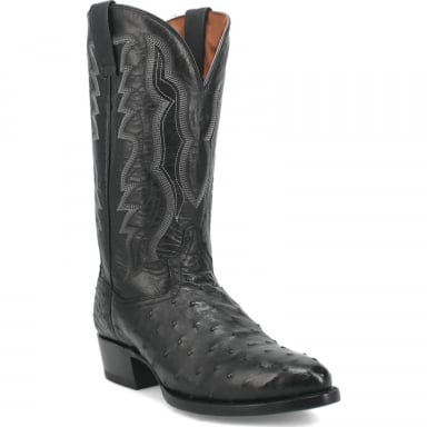 Dan Post Mens Tempe Full Quill Ostrich Black DP2321