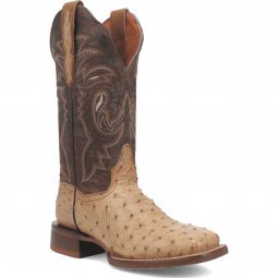 Dan Post Womens Kylo Full Quill Ostrich Boot Taupe/Chocolate DP3011