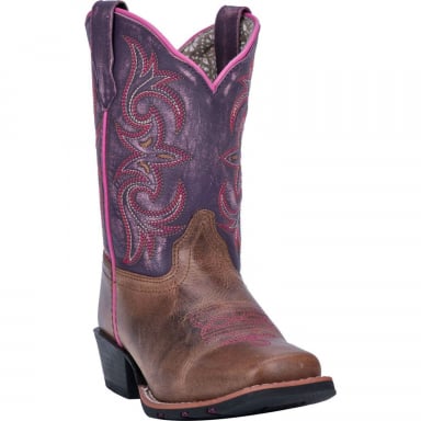 Dan Post Kids Majesty Brown-Purple Cowboy Boot DPC2947