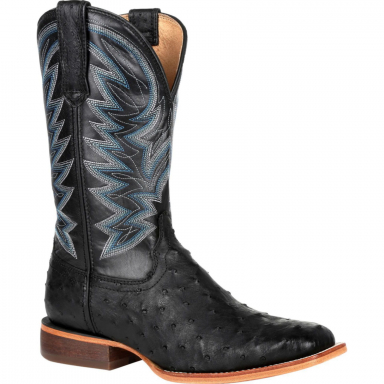 Durango Mens Premium Exotic Full-Quill Ostrich Black Western Boot DDB0273