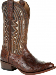 Durango Mens Premium Exotic Full-Quill Ostrich Oiled Saddle Western Boot DDB0277