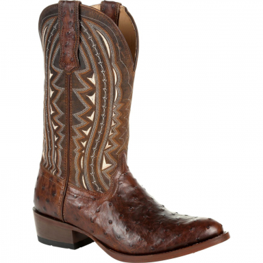 Durango Mens Premium Exotic Full-Quill Ostrich Oiled Saddle Western Boot DDB0277