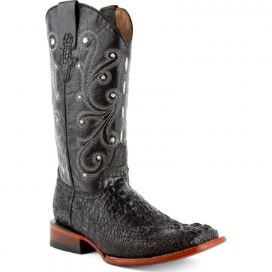 Ferrini Mens Print Caiman Crocodile Black-Black Boot 40393-04