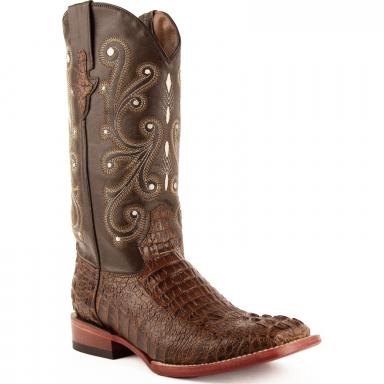 Ferrini Mens Print Caiman Crocodile Sport Rust-Chocolate Boot 40393-23