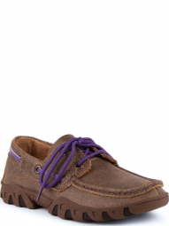 Ferrini Ladies Mocha-Purple Microsuede Lace-Up Loafer Shoe 65322-48